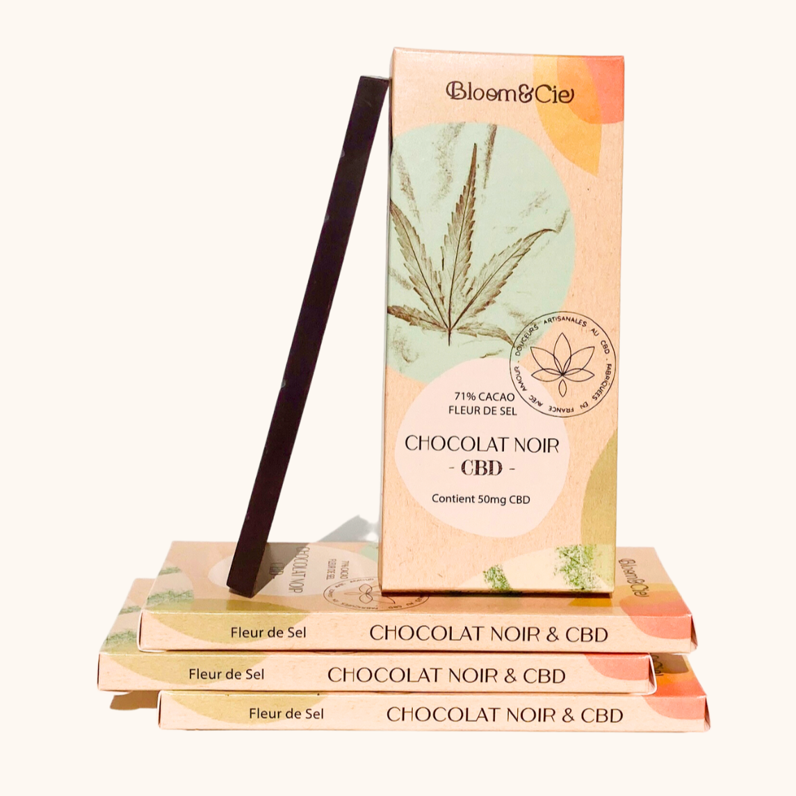 Barre de chocolat au CBD chocolat noir & fleur de sel