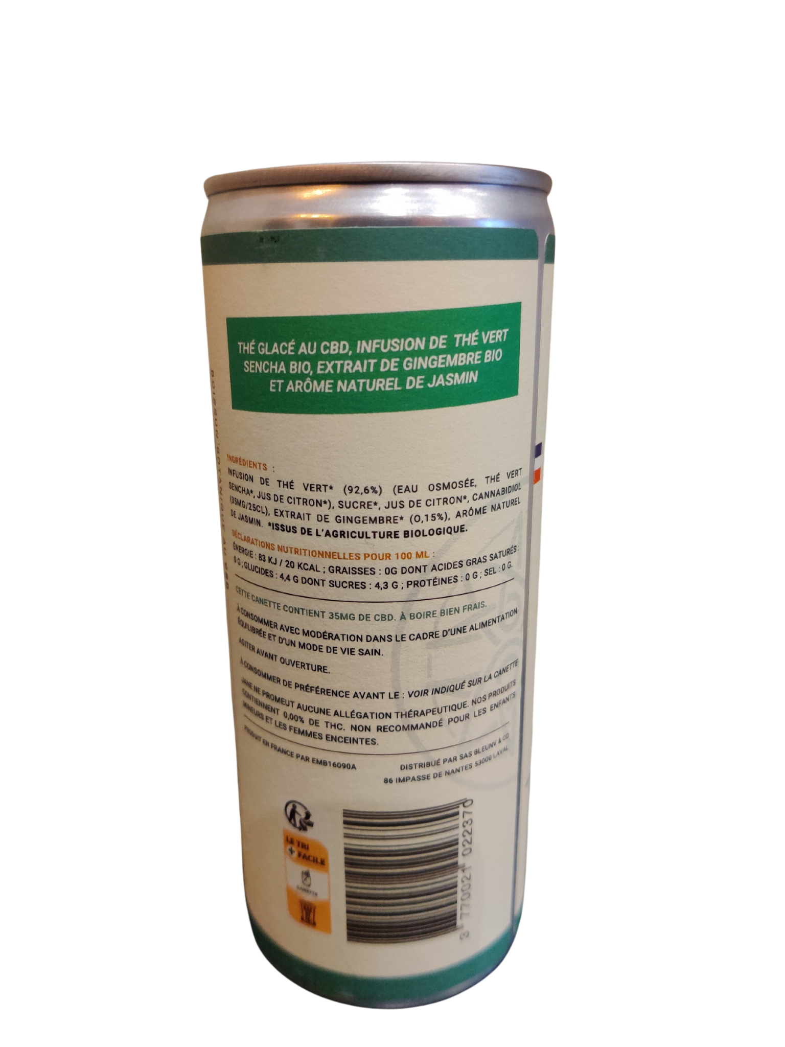 Boisson au CBD Jane Gingembre citron jasmin