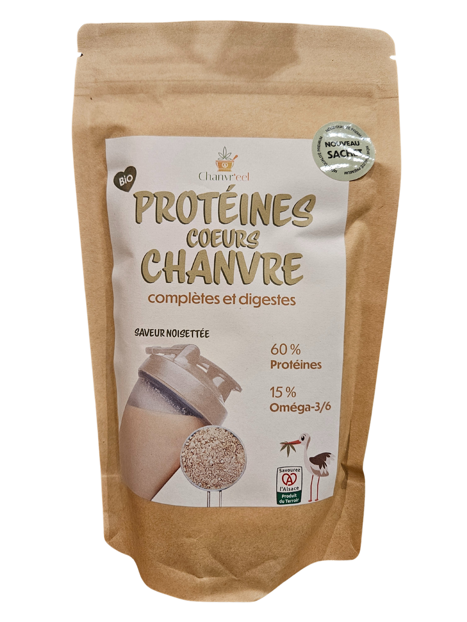 Protéines complètes de coeur de chanvre bio