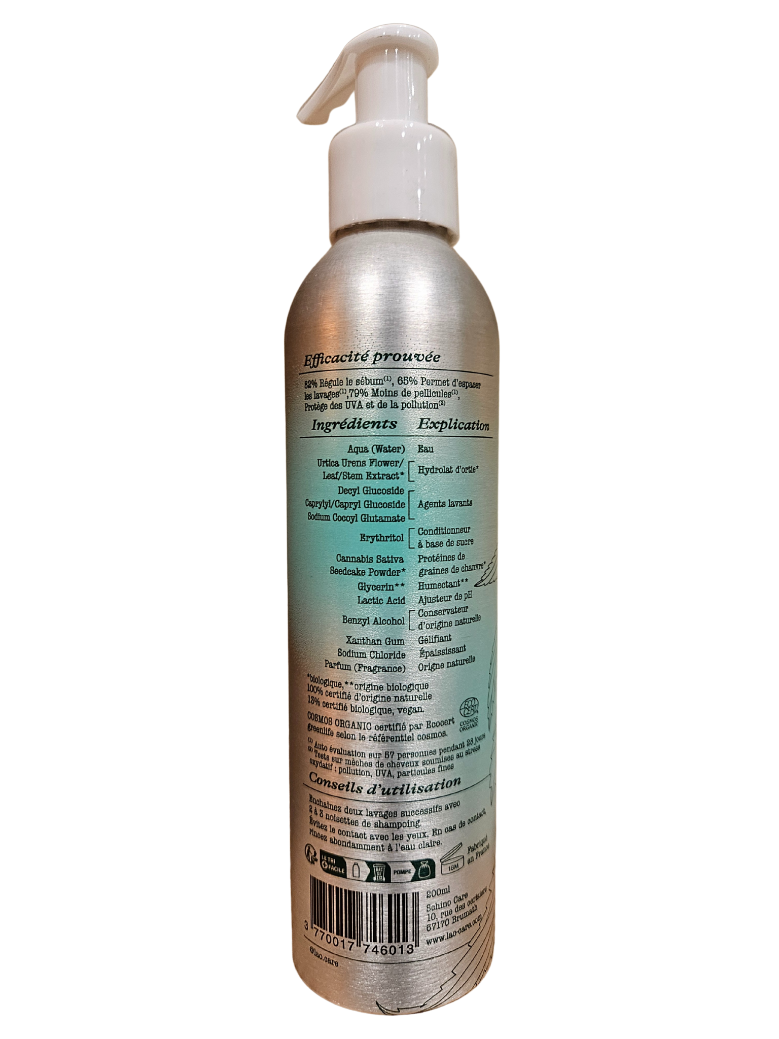 Shampooing purifiant chanvre et ortie