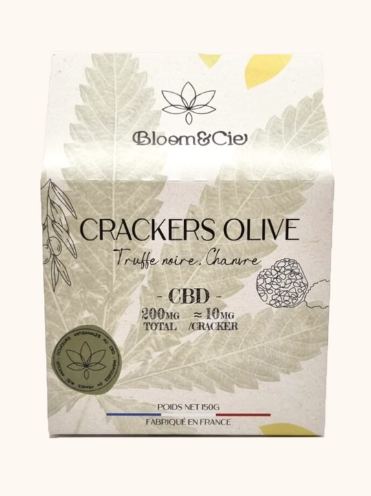 Crackers CBD olives, truffes noires.